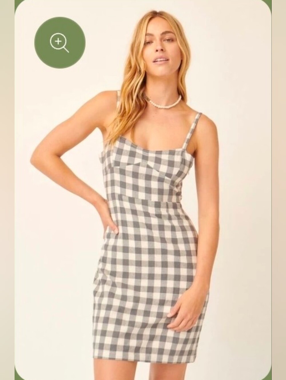 Promesa Gray Gingham Slim Fit Spaghetti Strap Dress-Sm, NWT